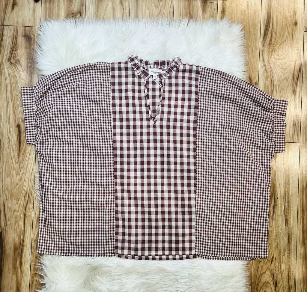Women’s Gingham Mixed Top- Oversized