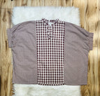 Women’s Gingham Mixed Top- Oversized