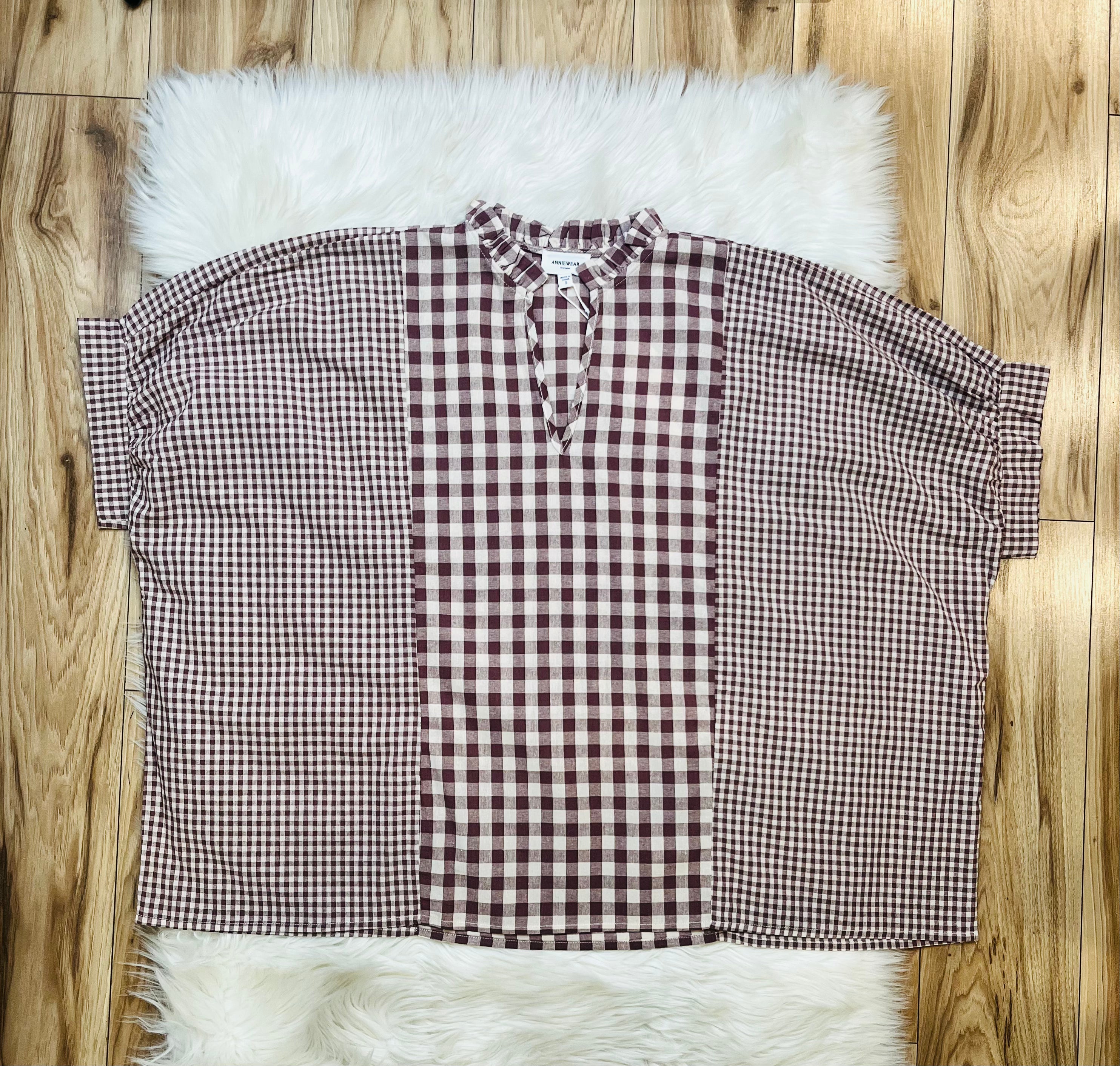 Women’s Gingham Mixed Top- Oversized
