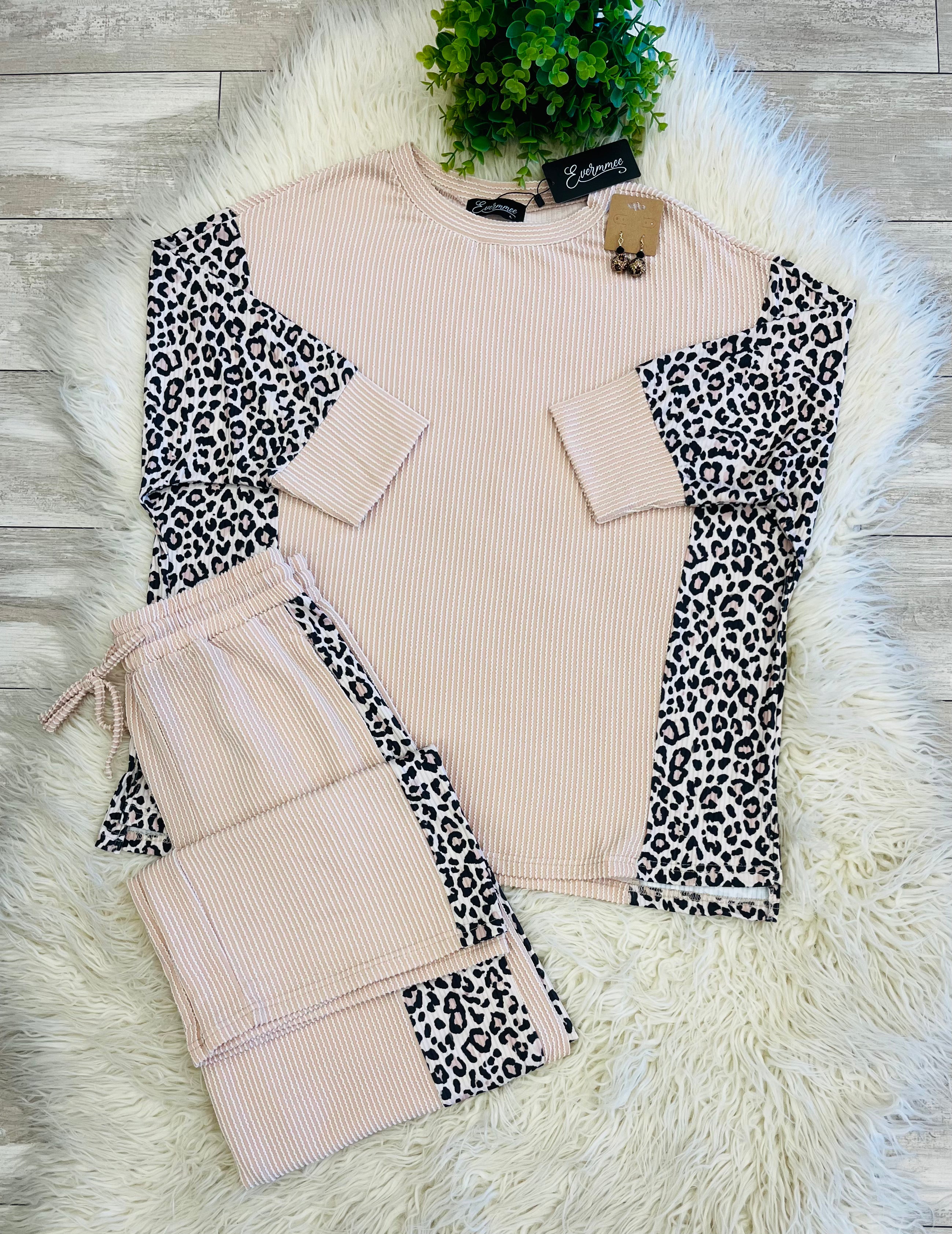 Women’s Evermmee Ribbed Cheetah Set- True to Size Oversized Look