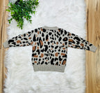 Girl’s Cheetah Button Up Sweater Top