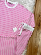Women’s Zenana Candy Pink Striped Ribbed Pant Set