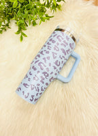 Light Blue Leopard/Cheetah Print Tumbler