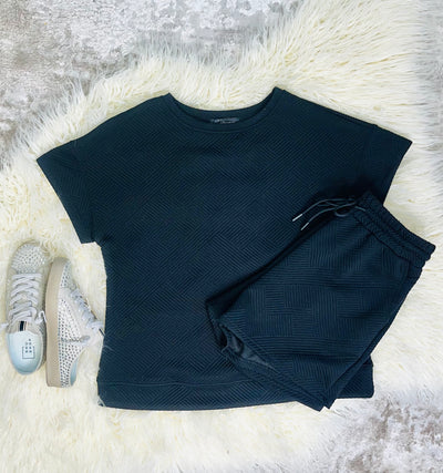Black Quilted Short Set by Evermmee