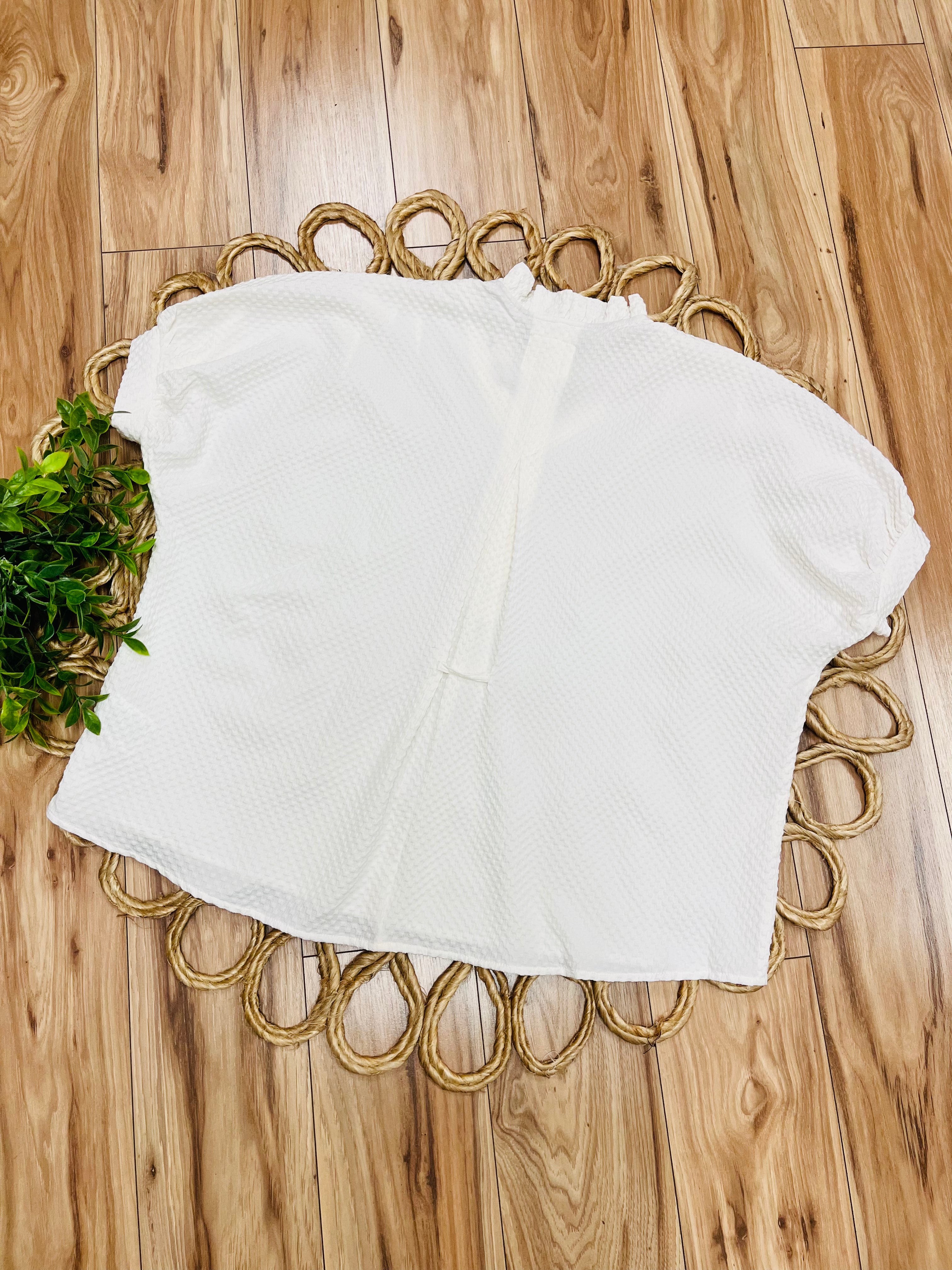 Women’s Umgee Cream Textured Button Down Top- Oversized