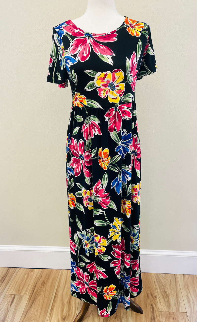 Women’s P & Rose black floral maxi dress