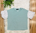Women’s Kelly Green Stripe Floral sleeve top