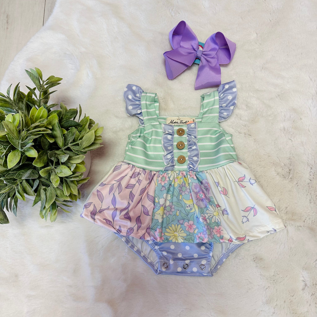 Girls Pastel Bloom Ruffle Bubble Romper