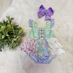 Girls Pastel Bloom Ruffle Bubble Romper