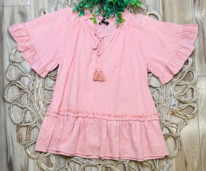 Womens GiGiO Coral Babydoll Top