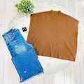 Women’s Deep Camel Mock Neck Top oversized