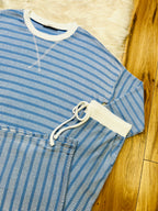 Women’s Zenana Cornflower Blue Striped Ribbed Pant Set