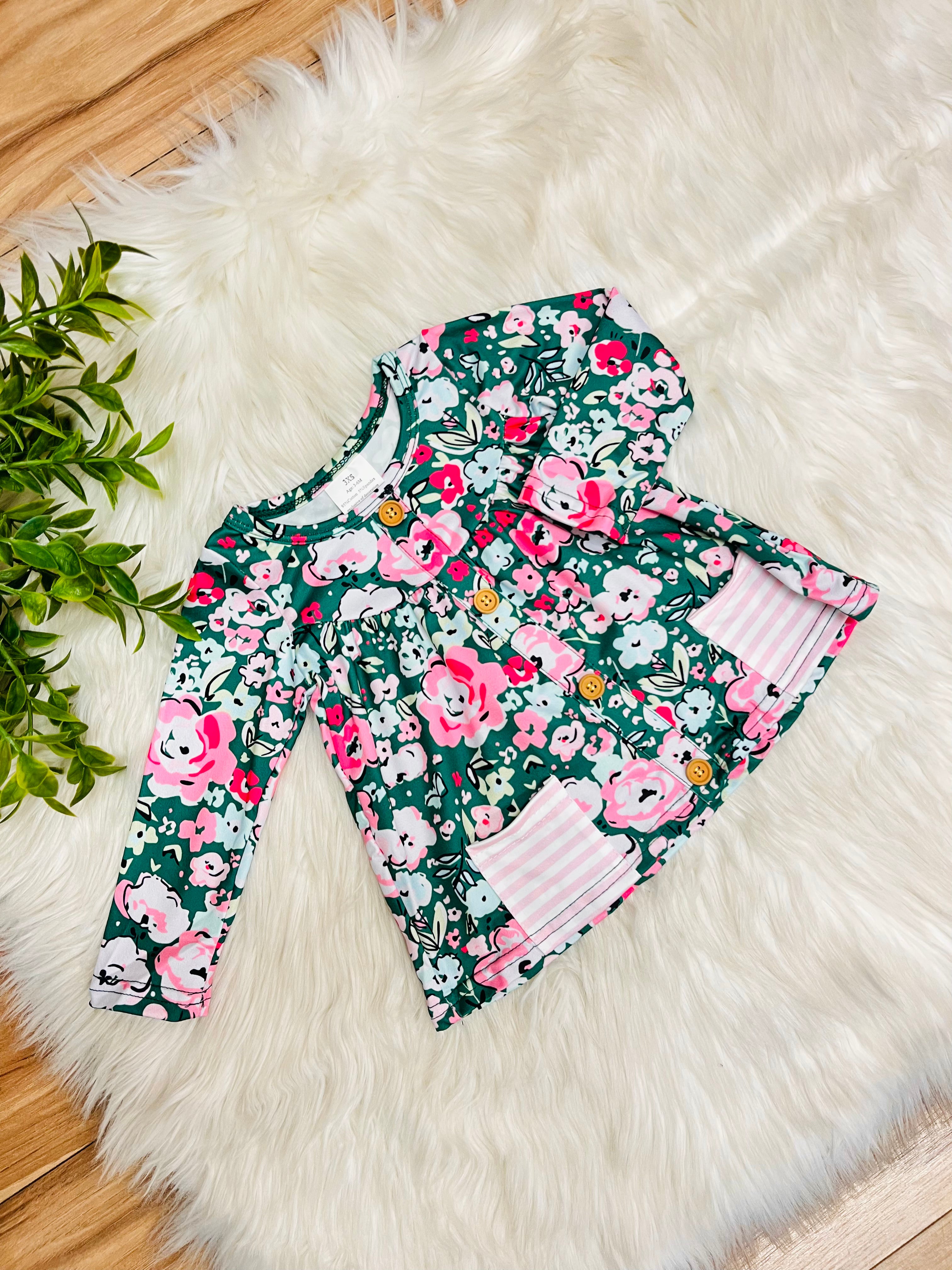 Girl’s Green & Pink Mixed Print Outfit