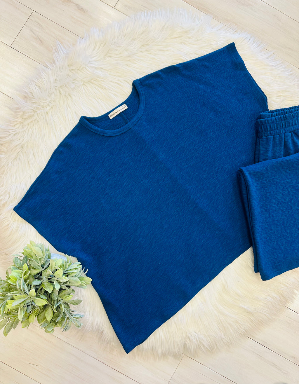 Women’s Zenana Blue Sleeveless Pant Set