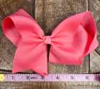 Hair Bow 6” Alligator Clip - Coral Rose