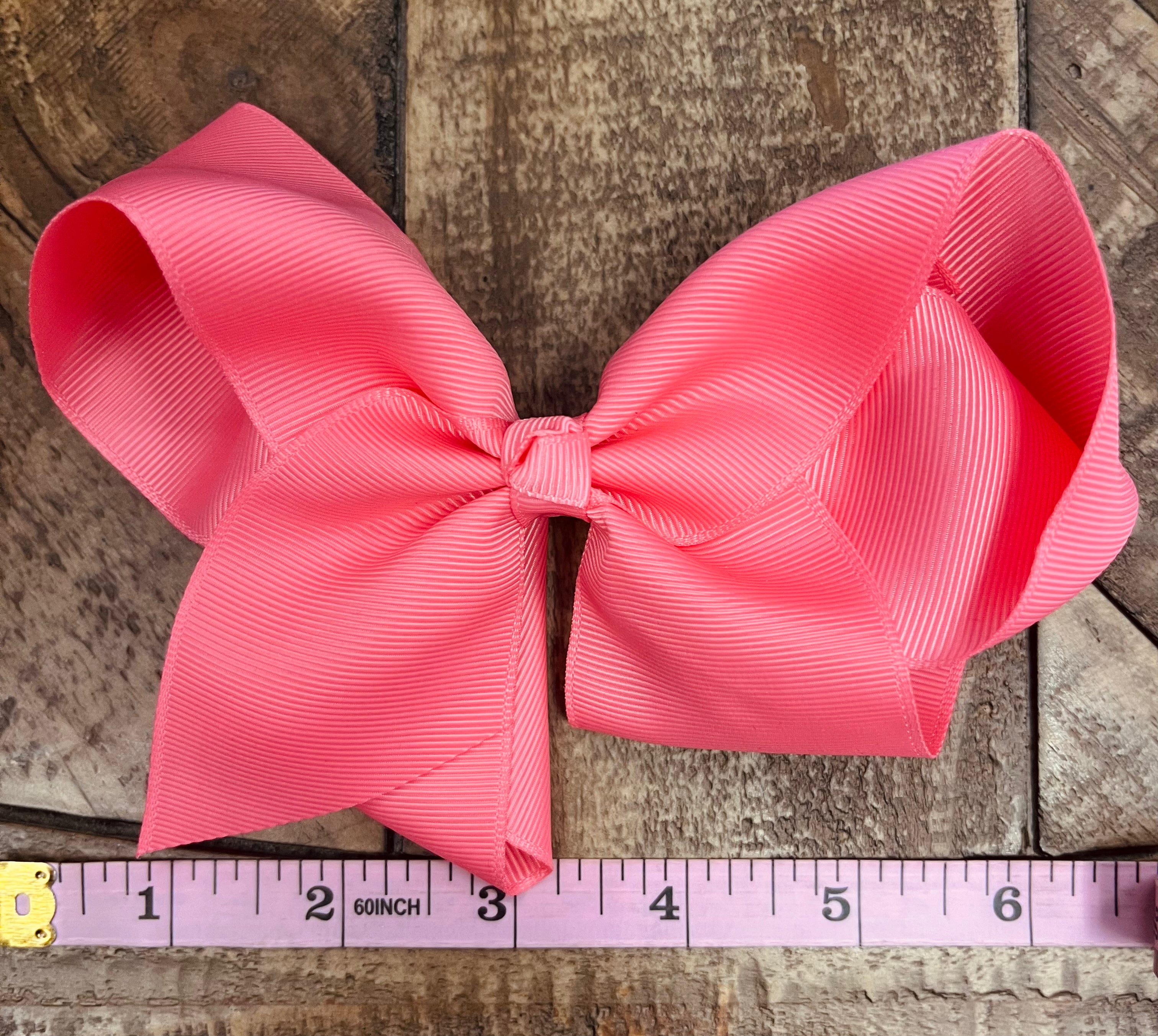 Hair Bow 6” Alligator Clip - Coral Rose