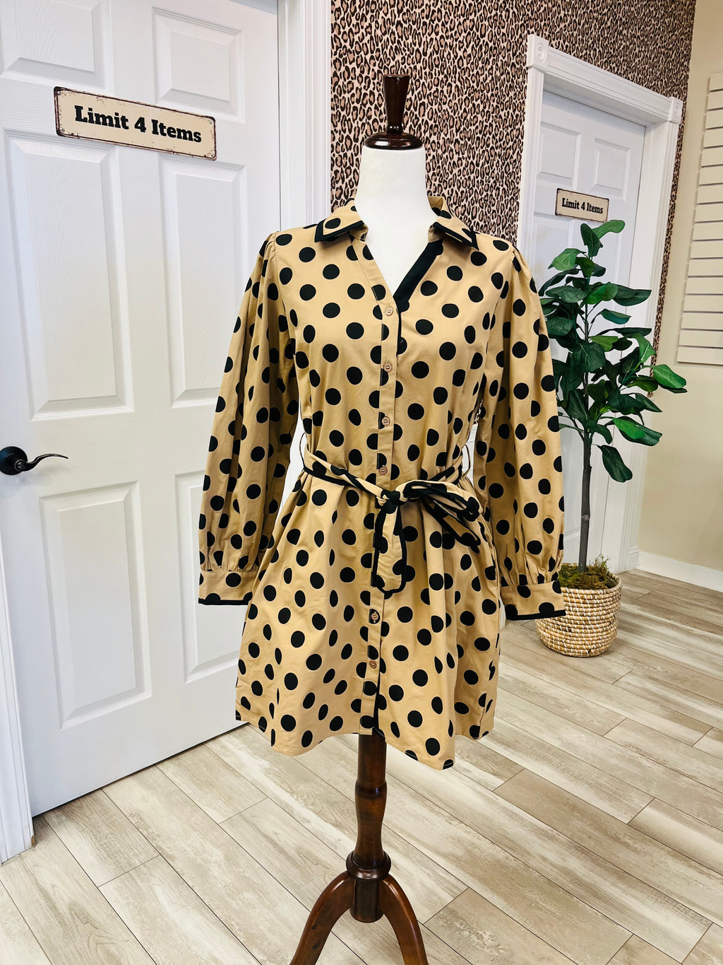 Women’s Jodifl Mocha & Black Polka Dot  dress - True to size