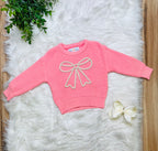 Girl’s Pink Bow Sweater Top
