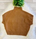Women’s Brown Sleeveless Knit Mock Neck Blouse - True to Size