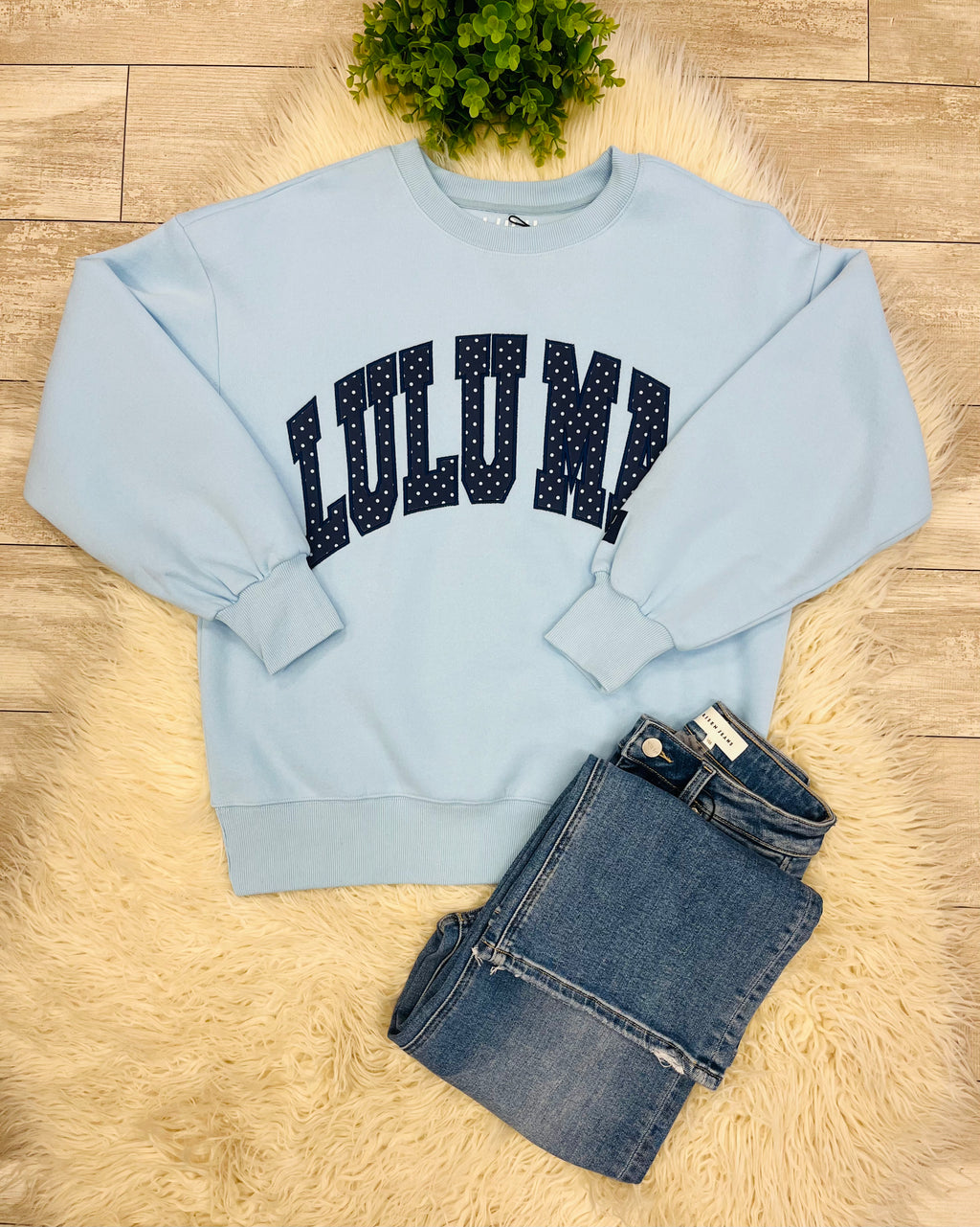 Women’s LuLu Mac Blue/Navy Polka Dot Sweatshirt - Oversized Fit