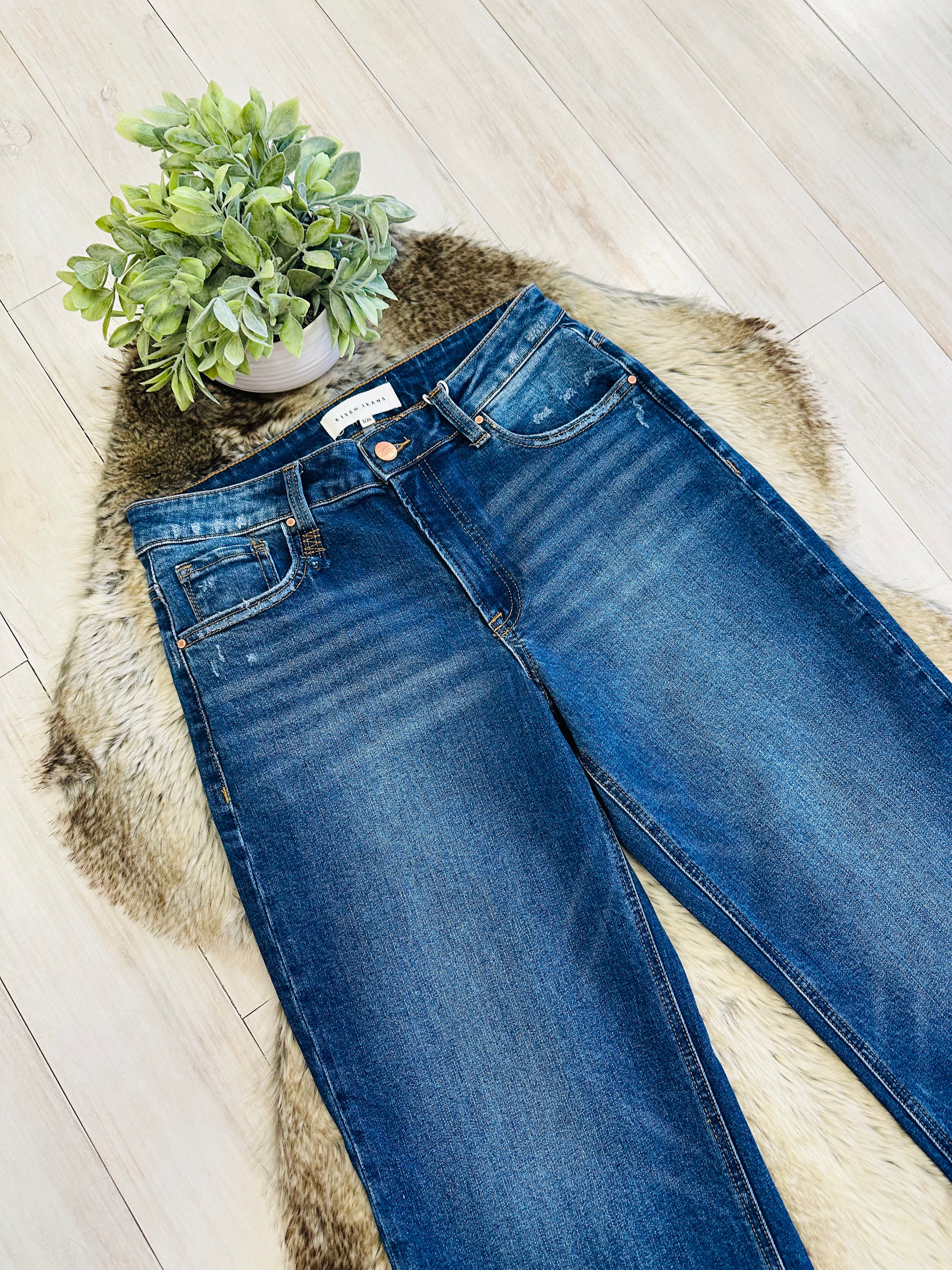 Women’s Risen Dark Wash High Rise Straight Jeans #20087