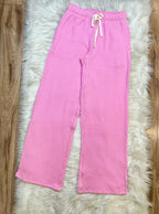Women’s Ribbed Top and Drawstring Pant Set in Light Pink