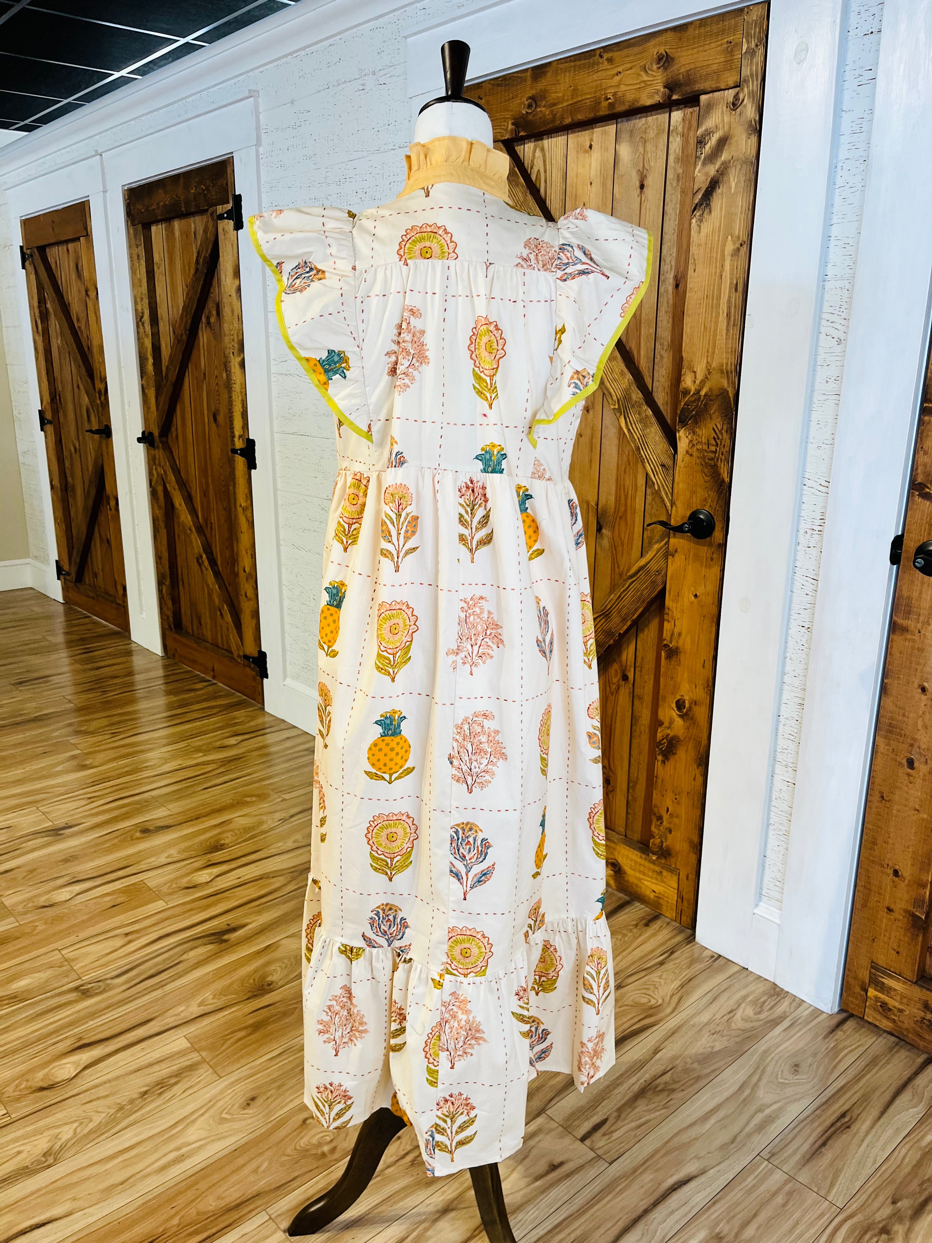 Women’s Umgee Yellow Floral Midi Dress