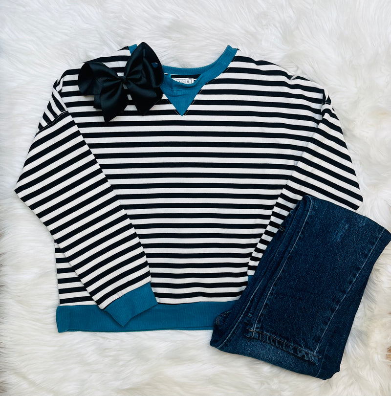 Hayden Girl’s Black Striped top