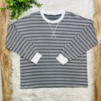 Women’s Zenana Grey Striped Ribbed Set