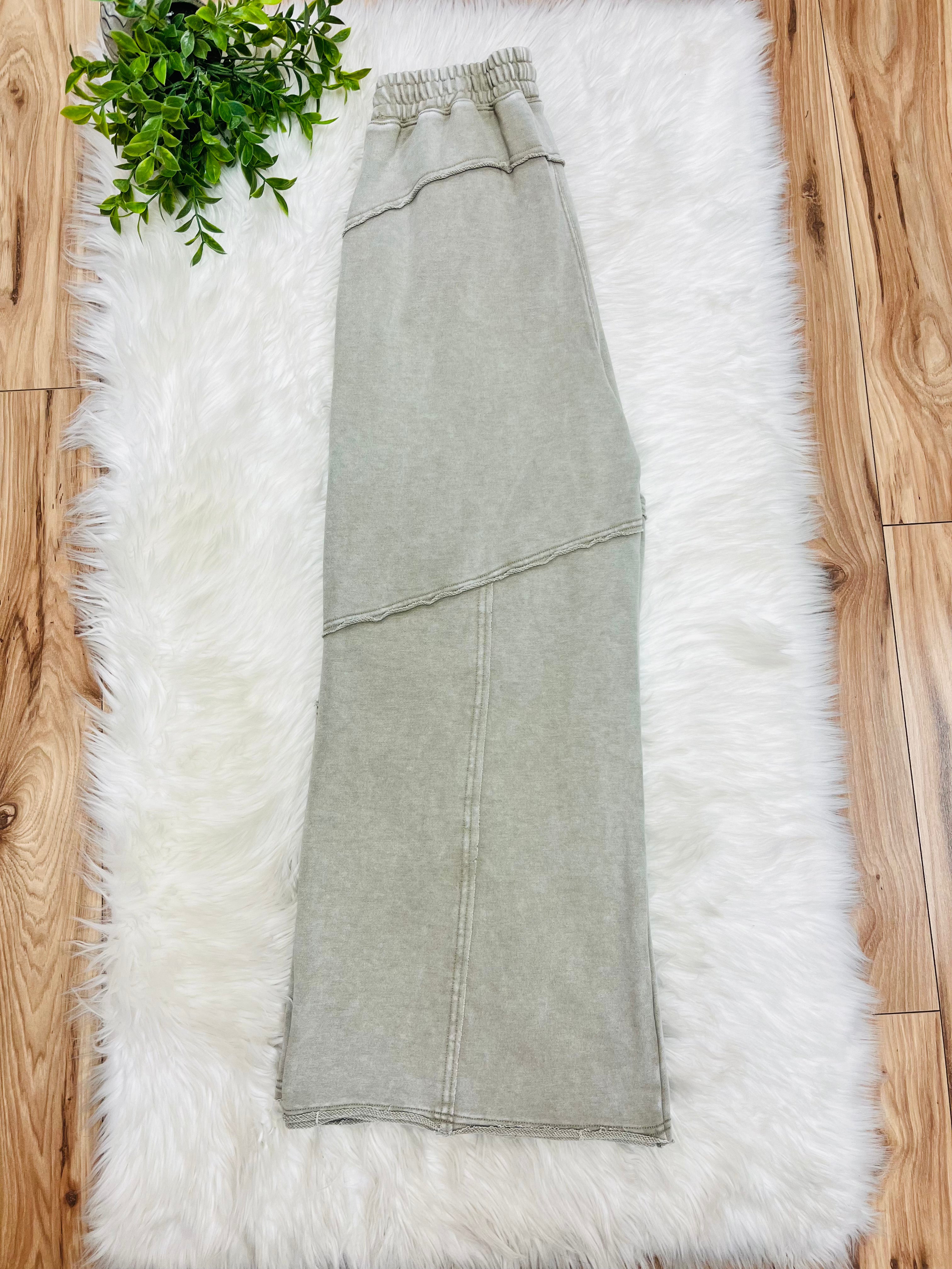 Women’s Zenana Ash Mocha Wide Leg Acid Wash Pants- Oversized