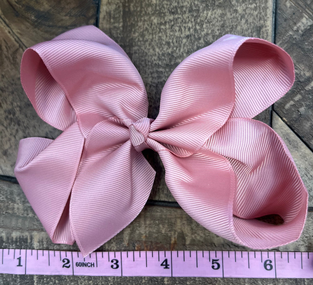Hair Bow 6” Alligator Clip - Dusty Rose