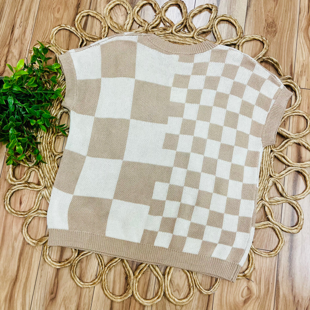 Women’s Very J Checkered Knit Sweater Top