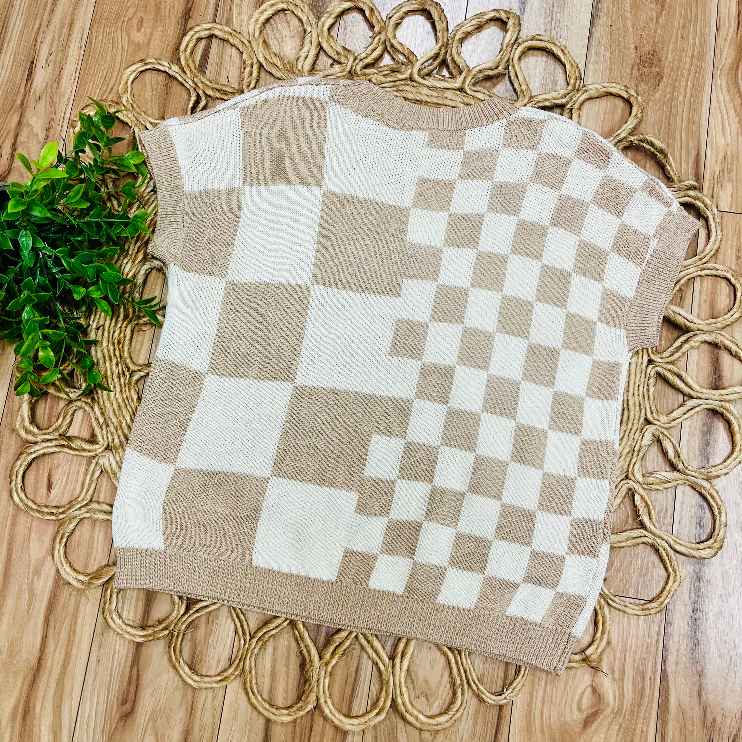 Women’s Very J Checkered Knit Sweater Top
