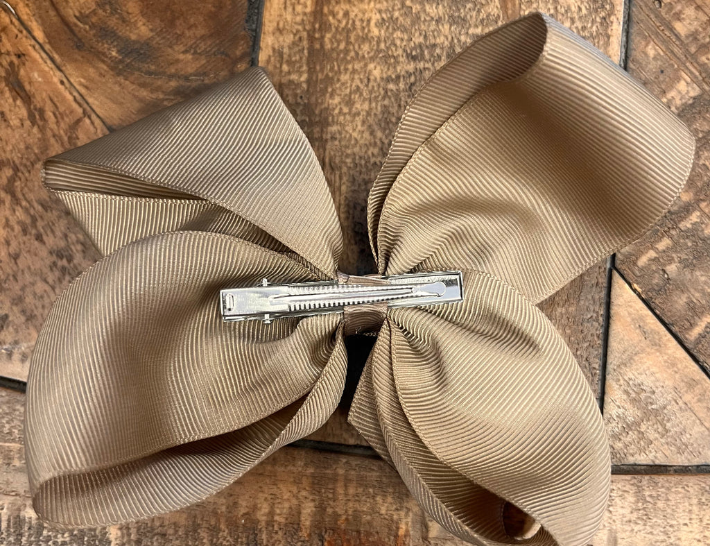 Hair Bow 6” Alligator Clip - Mocha