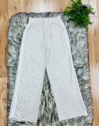 Women’s Taupe & Grey Leopard Pant Set with Stripe Detail- True to Size