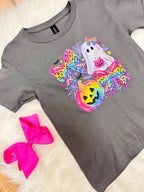 Girl’s Grey Halloween Tee Multi Color