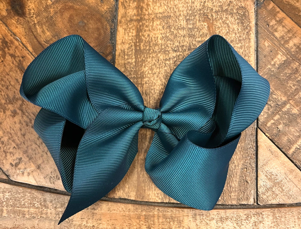 Hair Bow 6” Alligator Clip - Forest Green