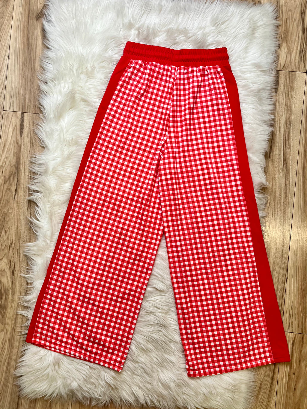 Women’s Evermeee Red Gingham Pant Set- True to Size