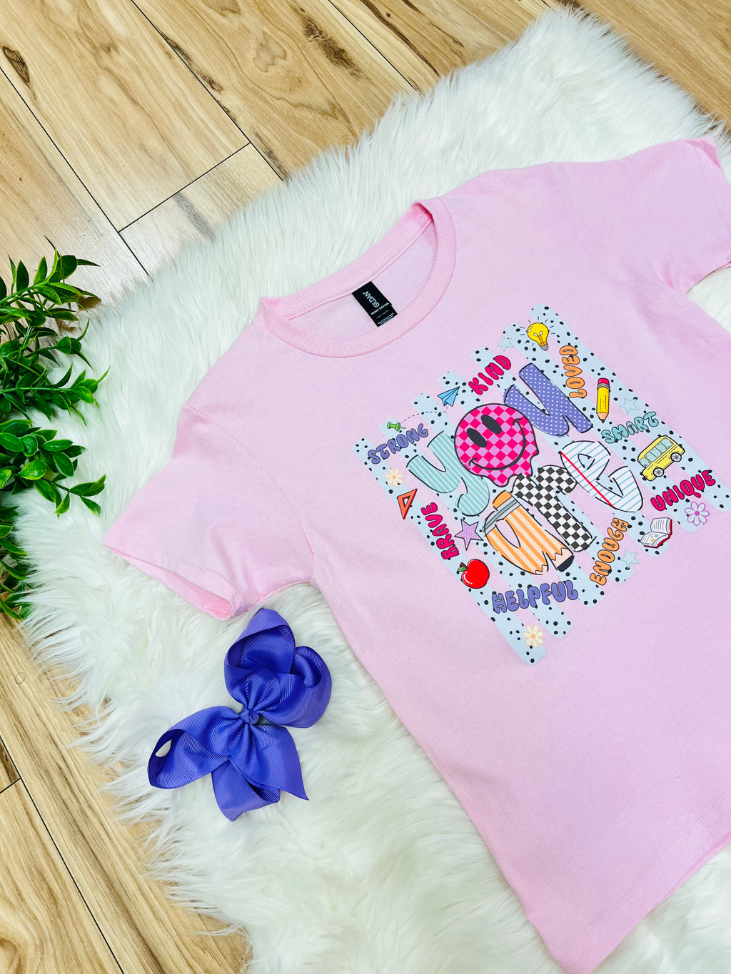 Girl’s Light Pink Mixed Print Affirmations Tee