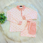 Women’s Evermmee Light Pink Polka Dot Collared Short Set