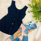 Girl’s Navy Patchwork Flare Pant Set