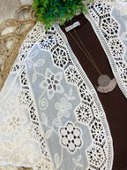 Women’s Crochet Lace Embroidered Kimono Cardigan - Oversized Fit