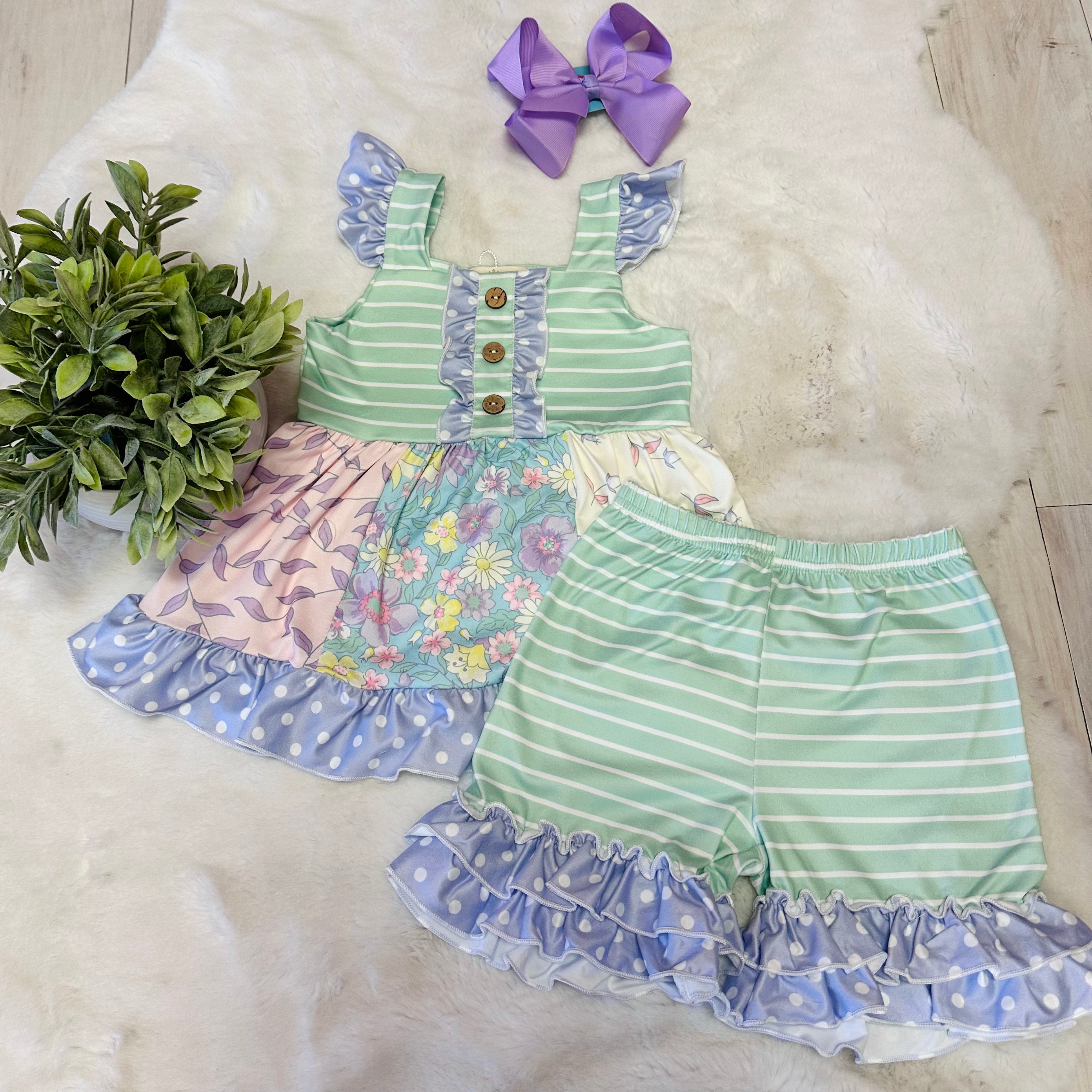 Girls Pastel Bloom Ruffle Set