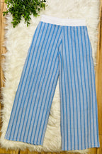 Women’s Zenana Cornflower Blue Striped Ribbed Pant Set