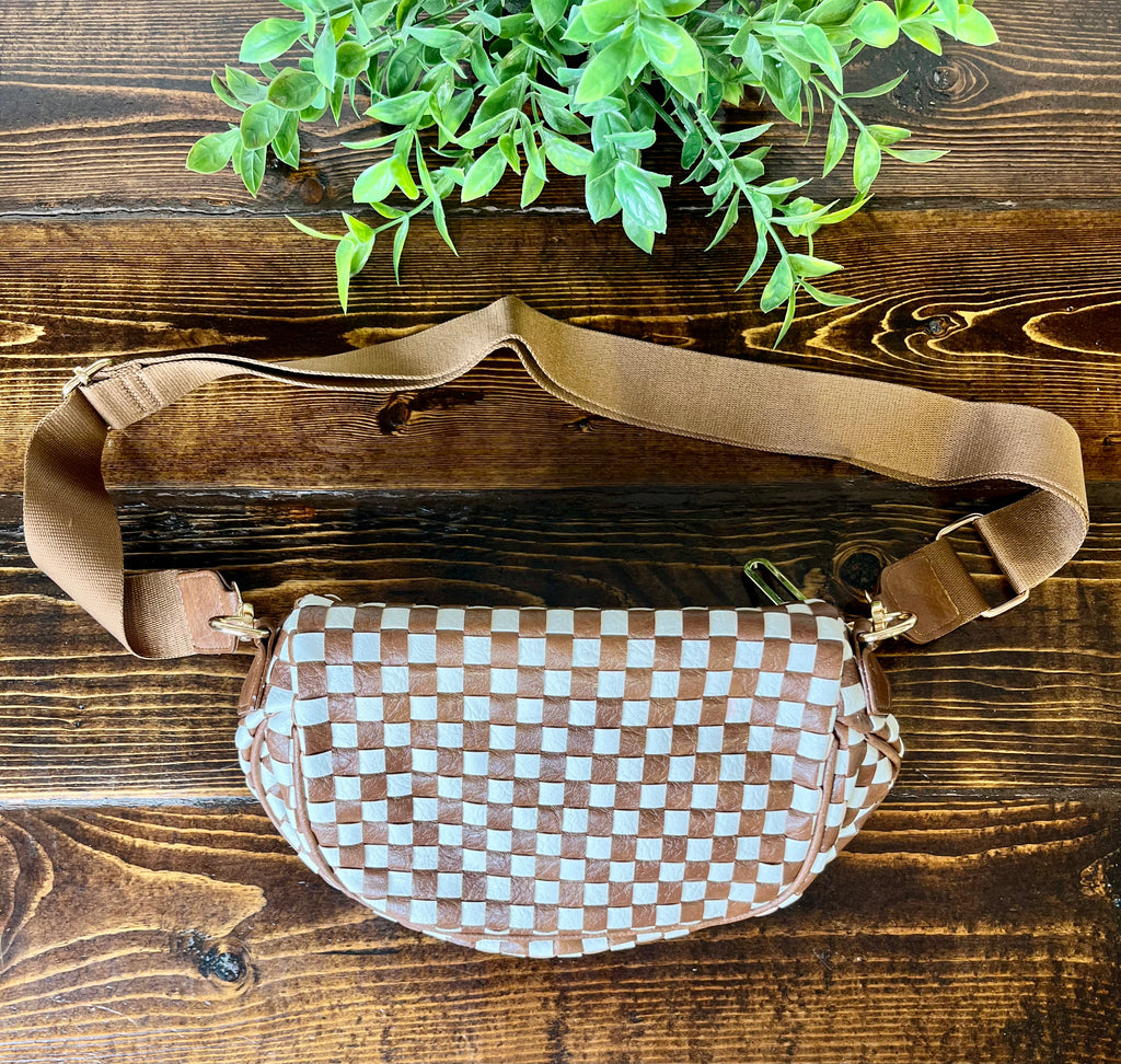 Women’s Brown Woven Crossbody Bag
