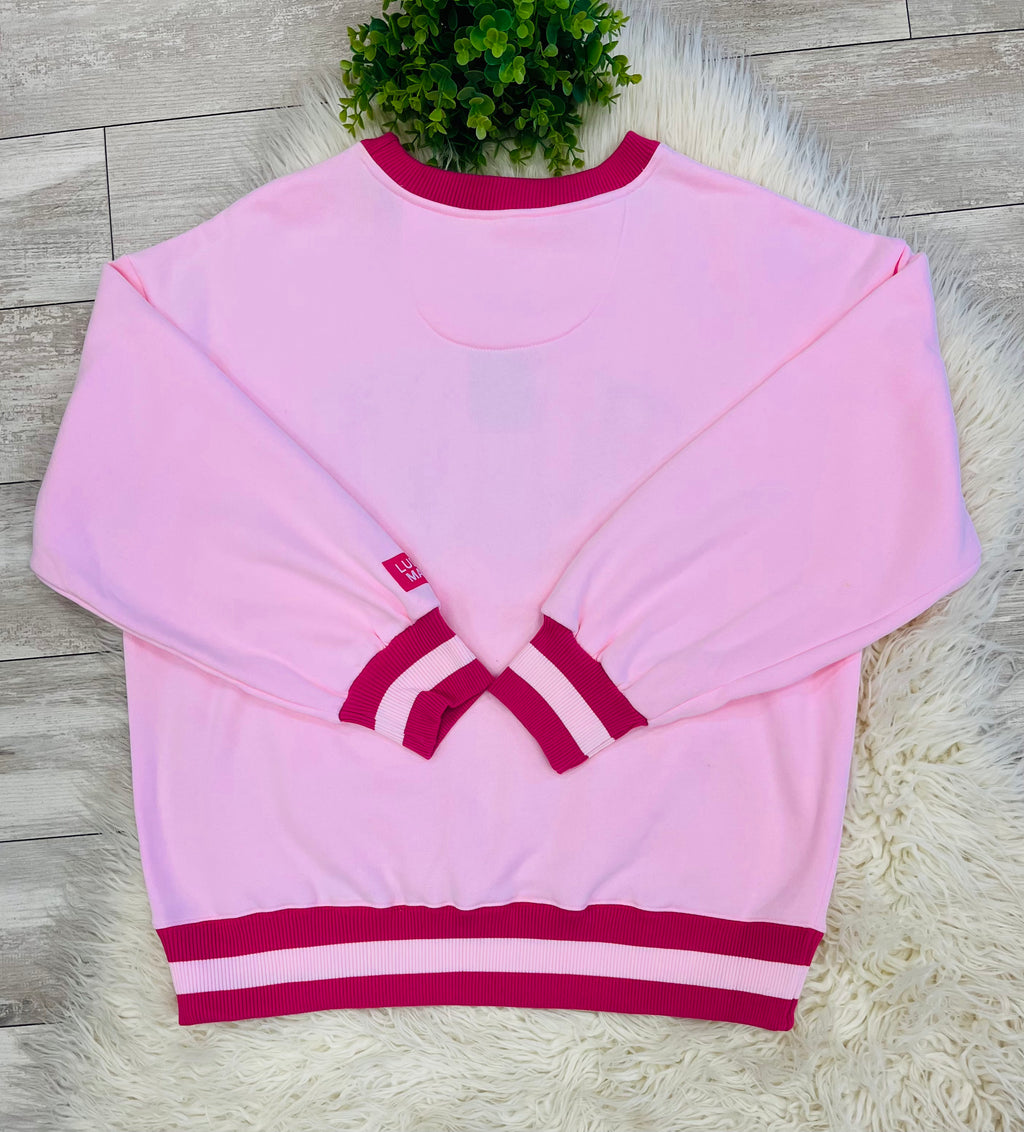Women’s LuLu Mac Light Pink/Hot Pink Stitch Sweatshirt - Oversized  Fit