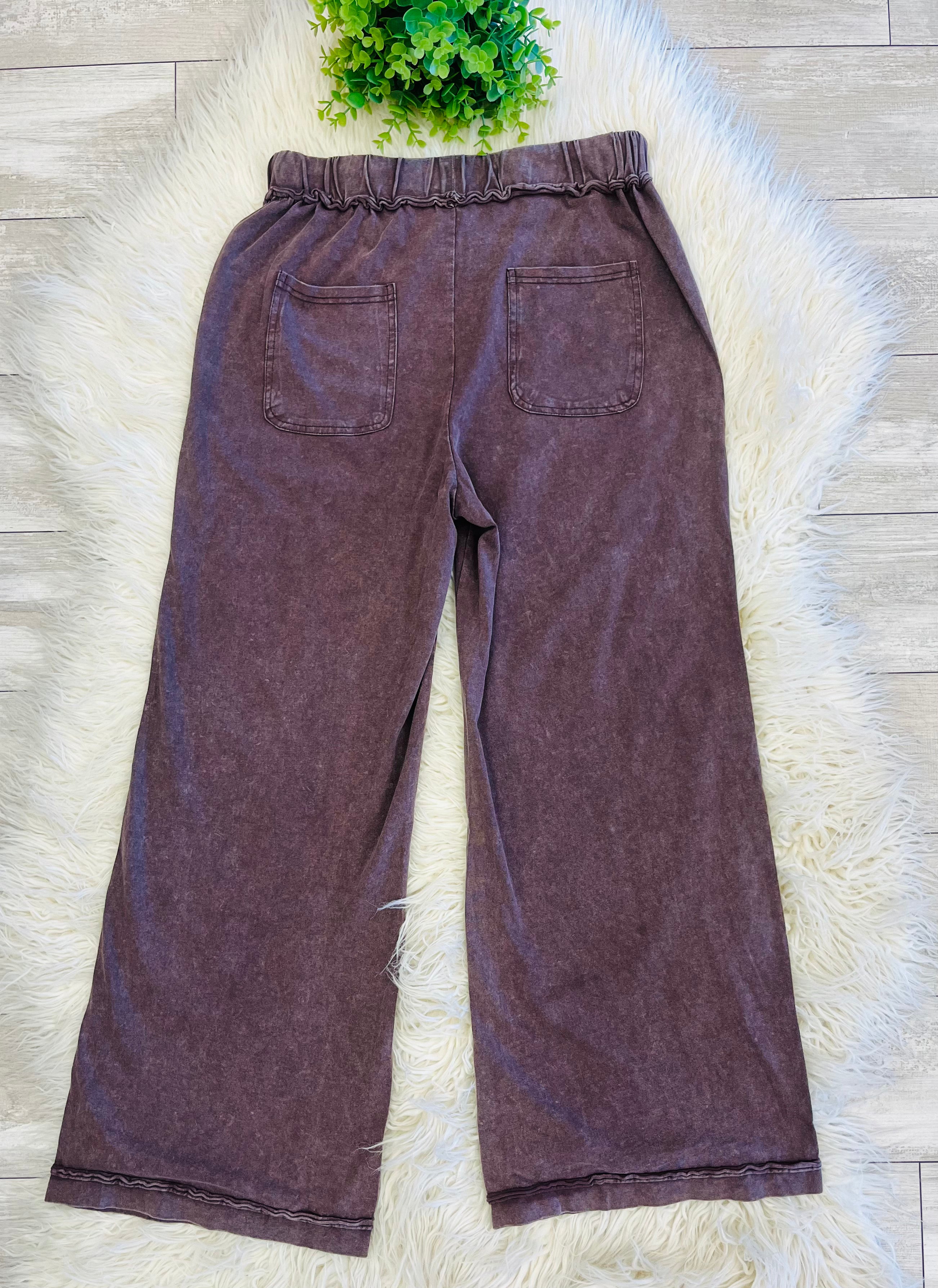 Women’s Evermmee Mineral-Wash Pants Chocolate Brown - True to Size
