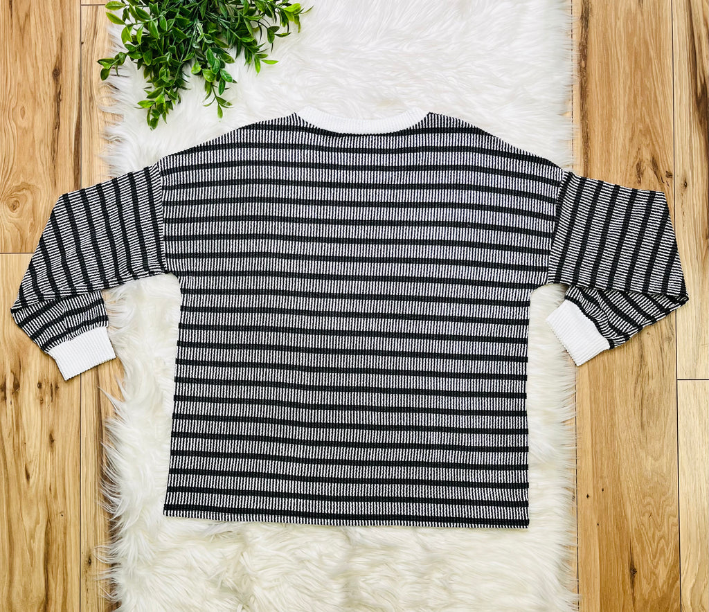 Women’s Zenana Black Striped Ribbed Pant Set