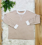 Women’s Zenana Ash Mocha Striped Ribbed Pant Set