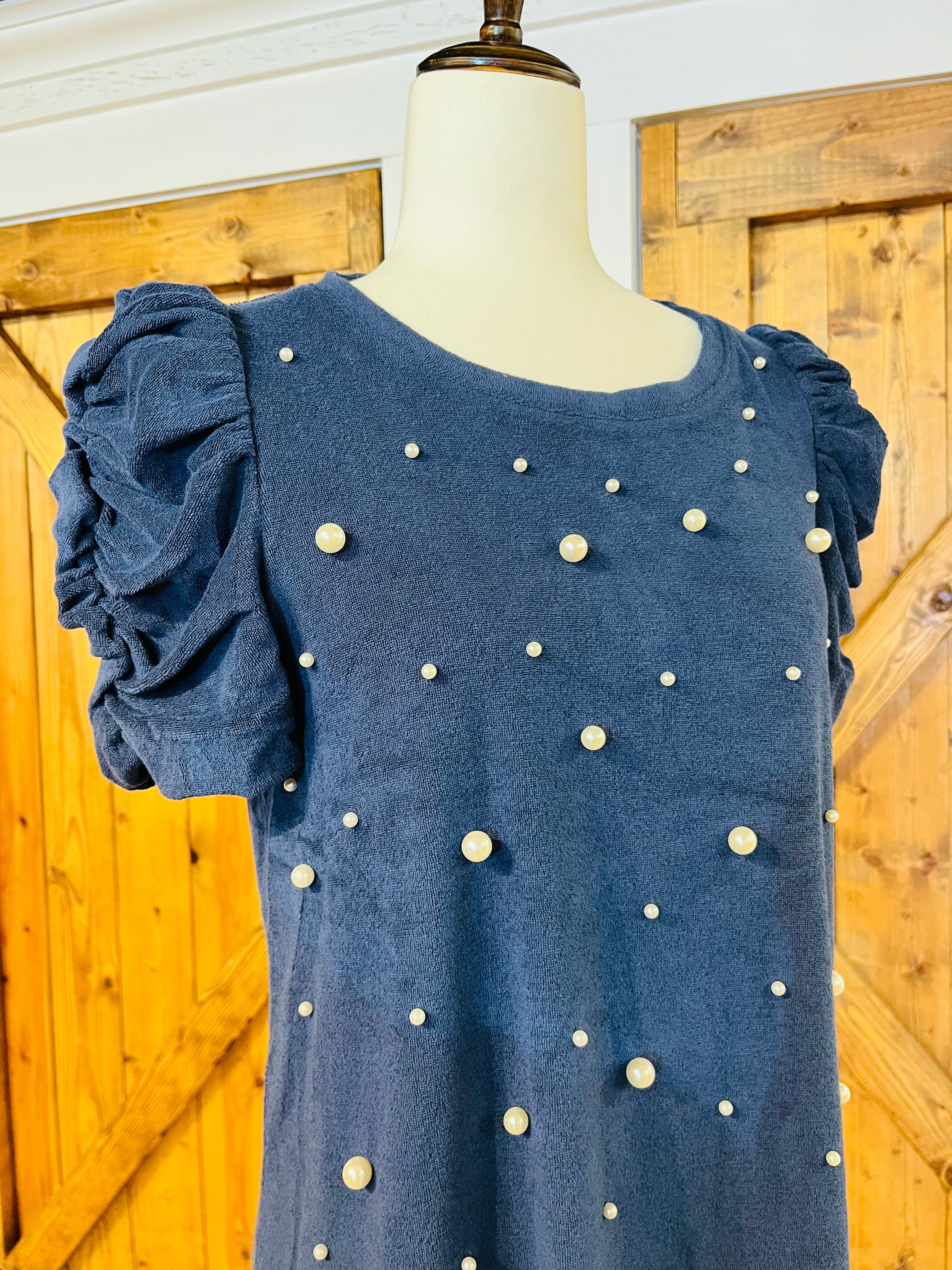 Women’s Umgee Navy Pearl Accent Dress